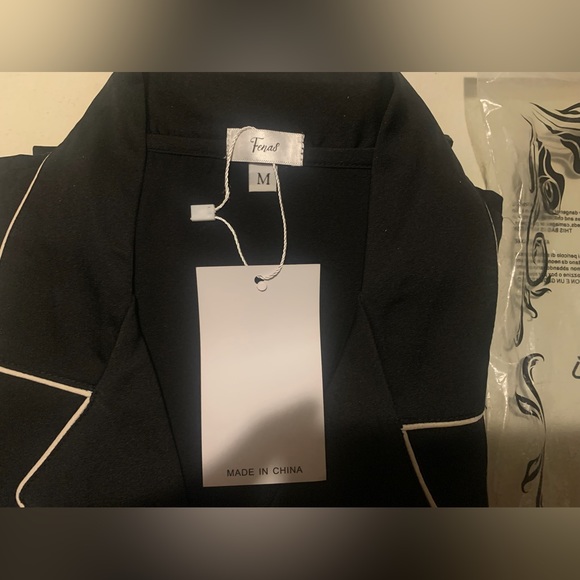 Women's Black Piped Pajama Set - Picture 3 of 8